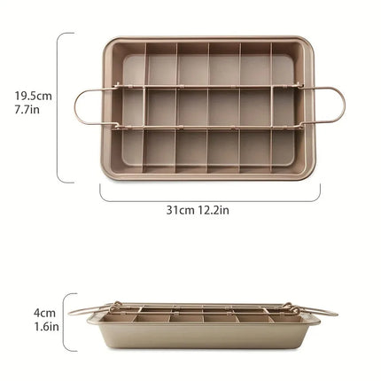Non Stick Brownie Pan with Dividers Kitchen Baking Tray Cake Mold 18 Cavity Square Bread Baking Mold Carbon Steel Cake Bakeware