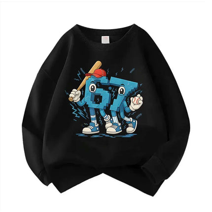 Pullover Spring Crew Neck Six Seven Italian Brainrot 67 Number Graphic Print Hoodie Boy/Girl Kids Comfortable Sweatshirt