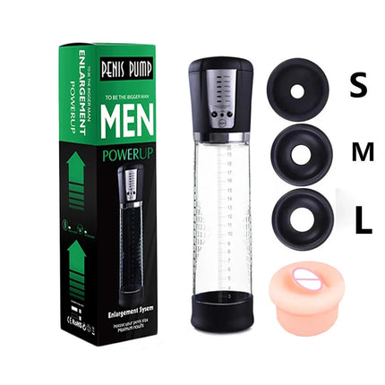 Electric Penis Pump Male Masturbator Vacuum Pump Extender Enlarger Dick Pump Cock Ring Adult Delayed Ejaculation Training 18+