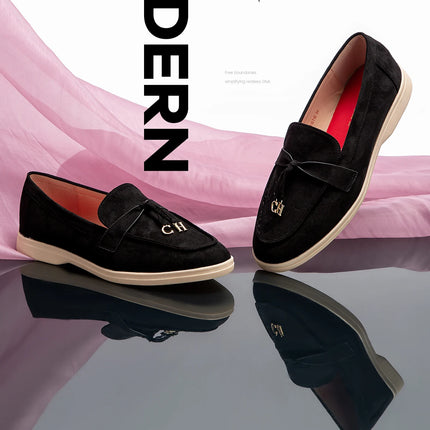 CHCH Women's Flat Shoes Autumn New Anti Velvet Single Shoes Classic Round Head Women's loafers