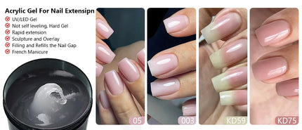 MSHARE 50g Shimmer Pink White Acrylic Gel TPO Free Glitter Shiny Extension Acryl Hard Gel Nails Sculpting Construction