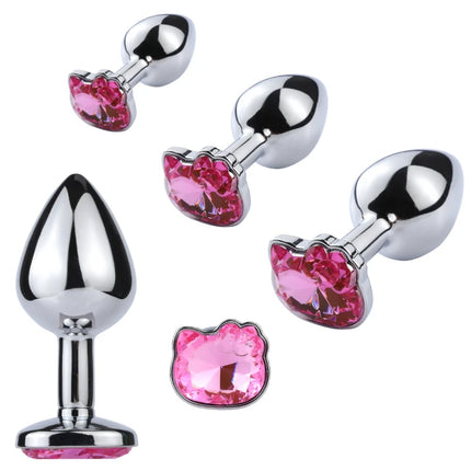 3Sizes Of Cat-faced Gemstone Metal Anal Plug,Unisex Adult Sex Toys for Men Women,Anal Massager,Pleasure Toy,Girls tool,Valentine