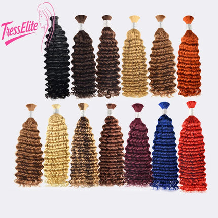 12A Human Braiding Hair for Boho Braids Color 613 27 Highlight Deep Wave Bulk Human Hair for Braiding Knotless Wet and Wavy Wigs