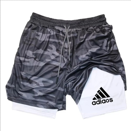 Men'S Compression Shorts Summer Gym Fitness Running Training Sports Shorts Two-In-One Mesh Breathable Quick-Drying Shorts