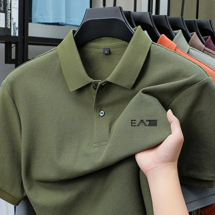 Luxury brand polo shirt short-sleeved letter-printed men's top summer 100% cotton comfortable breathable casual lapel T-shirt