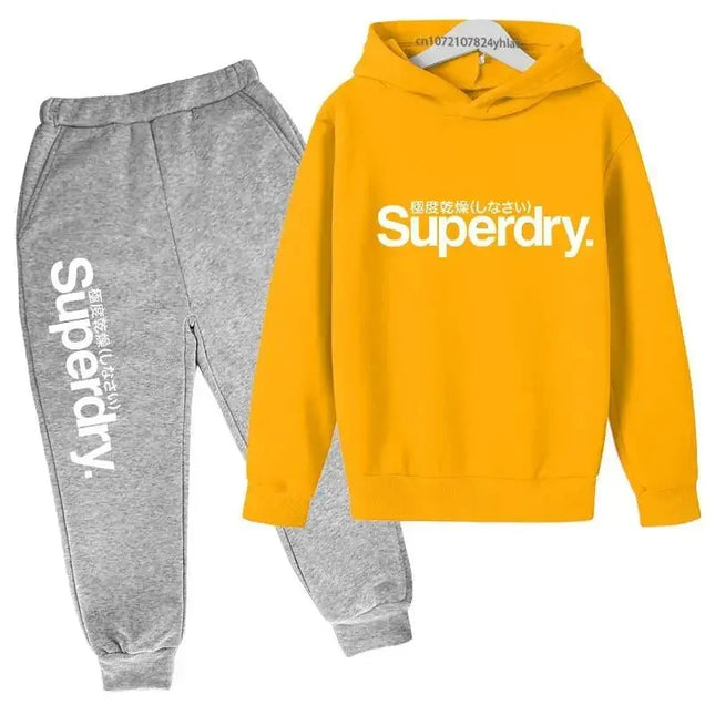 Printemps automne pull à capuche enfants tenues enfants loisirs lettre imprimer 2 pièces sweat à capuche + pantalon survêtements