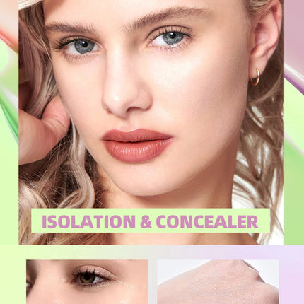 Qibest Three Color Press Release Cream Concealer Isolate Makeup Facial Base Brightening Cream Liquid Concealer Face Primer
