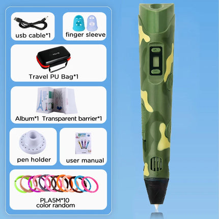 3D Pen Drawing Printing Pen With LCD Screen Compatible PLA Filament Toys Safe Paiting for Children DIY Toy Gift