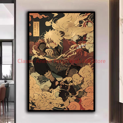 Naruto Poster Kakashi Sasuke Itachi Uchiha Akatsuki Anime Character Ukiyo-e Oil Painting Modern Home Decoration Aesthetic Gift