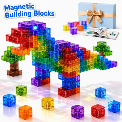 Magnetic Building Blocks Toy Transparent Magnet Blocks Brick Cubes STEM Education Sensory Best Gifts Toys for Children Boy Girl