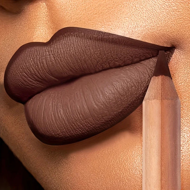 Pudaier Waterproof Matte Lip Liner Long Lasting Lip Contour 2.0 Smooth Easy To Color Pencil With Sharpener