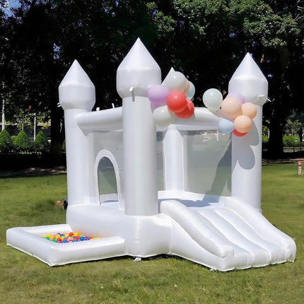 4m Inflatable Bounce House White Jumping Castle With Ball Pool Slide Children Birthday Party Decoration Gift Bouncy Castle