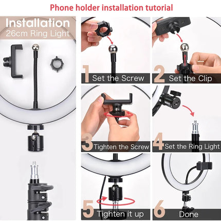 33cm Selfie Ring Light 12 in LED Tripod Phone Stand Holder Photography RingLight Circle Fill Light Led Color Lamp Trepied Makeup