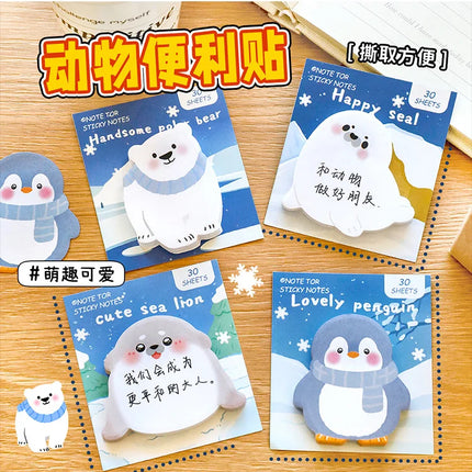 Ins Cartoon Cute Animal Sticky Note Student Special-shaped Penguin Note Book Can Paste Messages and Notes N Times Memo Pad