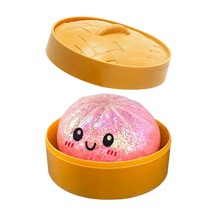 NEW Realistic Giant Dumpling Squishes Squeeze Toy with Steamer Soft TPR Dough Ball Decompression Fidget Toy Funny Creative Gift