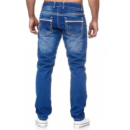 Men Jeans Black Straight Pants Spring Autmun Pockets Denim Casual Tousers Light Blue High quality Streetwear Jeans Men