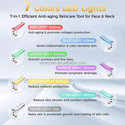 3 in 1 Microcurrent Neck Massager Facial Lift Tighten Face Contour and Smooth Lines Device 3 Color LED Light Beauty Instrument