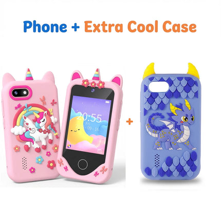 Smartphone Toy Kids with 44 Puzzle Games Dual Camera MP3 Player, Touchscreen Learning Toy Phone with Case for Boys Girls Gifts