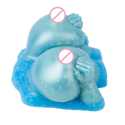 GEEBA Ultra-Realistic Blue Silicone Male Stroker Fantasy Breast Modeling Premium Adult Men Masturbator Body-Safe Adult Onahole