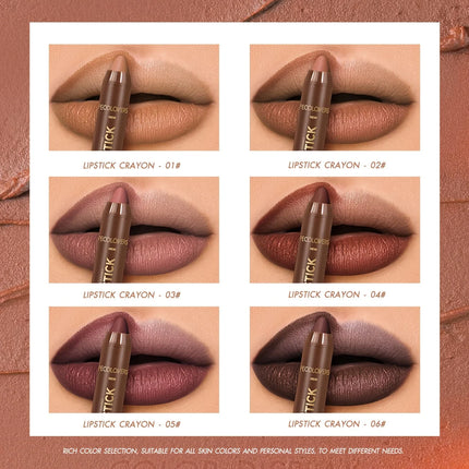 Velvet Lip Liner Crayon, Matte Tapered Gradient Lipstick Pen, Waterproof Non-Sticky Contouring Lip Makeup, Mixed Color System