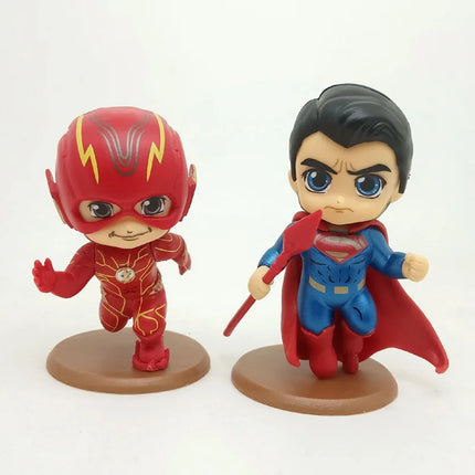 4Pcs/Set 10CM Justice League Action Figures Toys Anime Superman Batman The Flash Joker Decoration Model Dolls