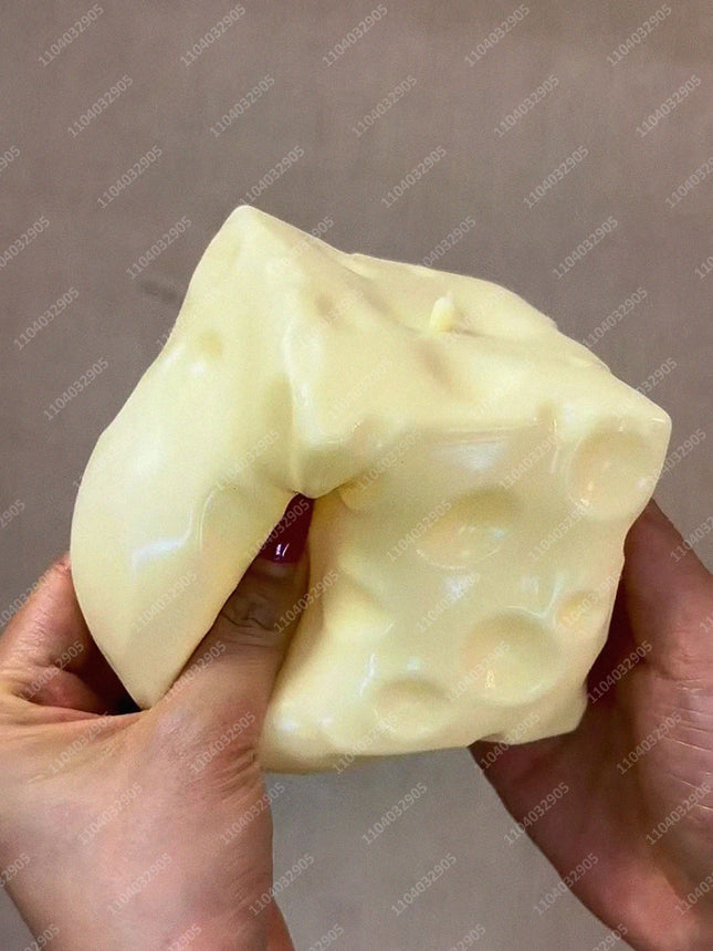 Jumbo Cheese Cube Stress Ball Big Cheese Shapeable Squeeze Ball Non-Bounce Fidget Toy ASMR Sensory Anti-Stress Christmas Gift