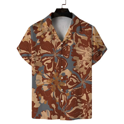 New summer short-sleeved men's shirt with printed patterns, casual commuting fashion, versatile fabric and soft