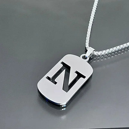 Fashion Punk A-Z Initial Tag Letter Stainless Steel Pendant Necklaces for Men Women Wholesale Jewelry Lot Collar Jewelry Goth