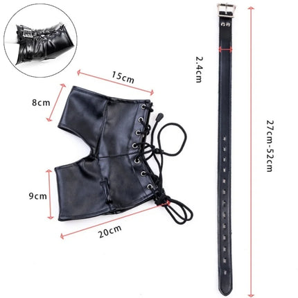 Erotic Leather Bondage Handcuffs Kits with Adjustable Dual Hand Foot Cuffs for Couple Puppy Play Flirting Sex Toys