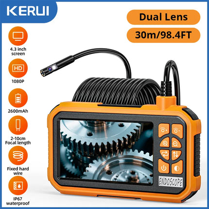 FUERS 1/5/10/20/30M Single/Dual Lens Endoscope Camera 1080P Semi-Rigid Snake Camera Sewer Cable 2600mAh Battery for Pipeline