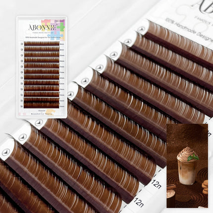 ABONNIE C CC D Curl Natural Brown Eyelashes Extensions Cashmere Soft Classic Dark Brown Lashes Extensions