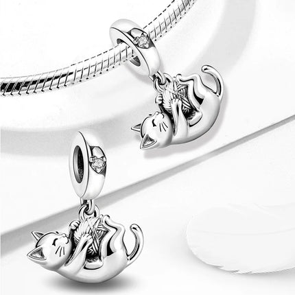 925 Sterling Silver Dinosaur Pig Cat Playing Animal Series Charms Beads Fit Original Pan Bracelet High Quality DIY Jewelry