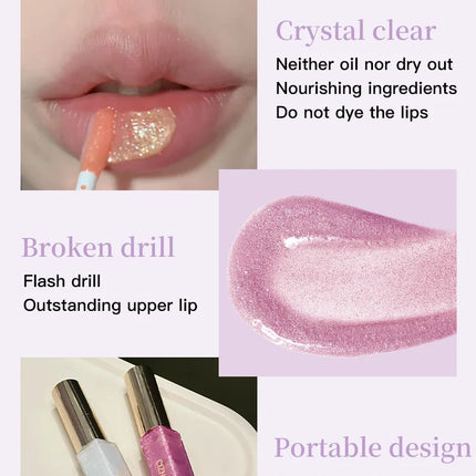 Cizn Galaxy Qin Lip Gloss Moisturizing and Long-Lasting Fine Shimmer Plumping Lip Gloss Mirror-Like Water Gloss Daily Lipstick Cosmetics Same Style as Girl Groups