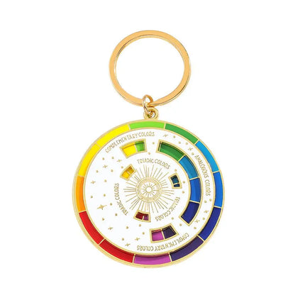 Creative Rotatable Colorful Wheel Keychain Rainbow Turntable Color Wheel Charm Key Chains Aesthetic Keyrings Arts Gifts Artists