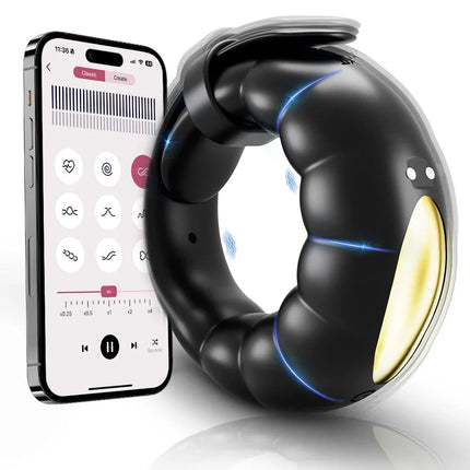 Adjustable Buckle Penis Ring APP Control Vibrating Cock Ring for Men Ejaculation Delay Chastity Cage Adult Sex Toy for Men