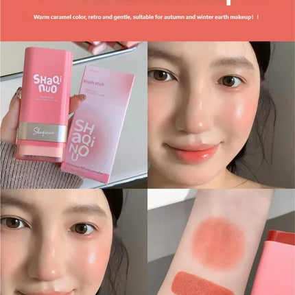 1pcs Multi Use Blush Cream Cushion Stick Natural Nude Makeup Lip Cheek Tint Portable Long Lasting Hydrating Cosmetic Makeup