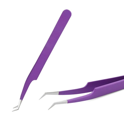 1PC Eyelashes Tweezers Stainless Steel Curved Straight Superhard Tweezers High Precision Anti-static Tweezers for Eyelashes