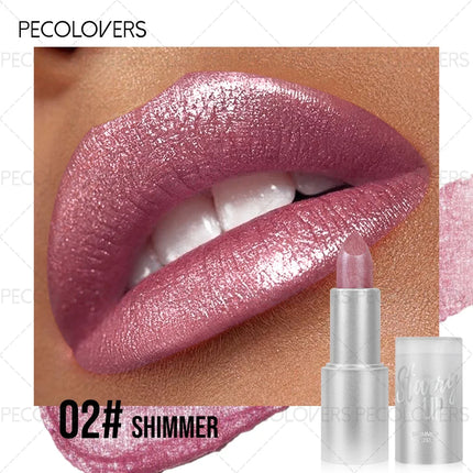 1PC Shiny Metallic Lipstick - Pearlescent Lip Gloss, Suitable for All Skin Types, High Pigmentation, Mild Formula, New Year Gift