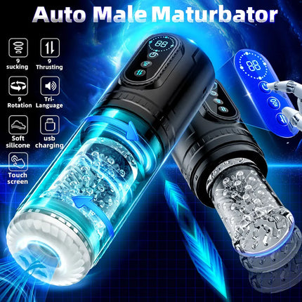 High Speed Automatic Thrusting Rotating Piston Stroker Masturbator Telescopic Vagina Blowjob Masturbation Sex Toys for Men 18