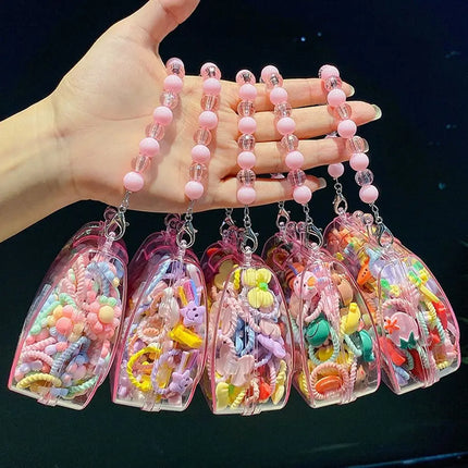 Fashion Cute Cartoon Hair Ropes Sweet High Elastic Rubber Bands Headwear with Handheld Box Bow Hair Ties for Kids