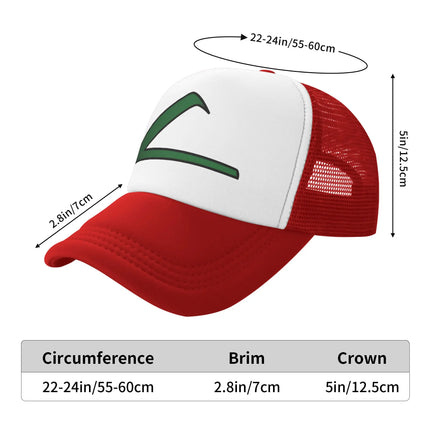 Ash Ketchum pokemoned Baseball Cap For Man Woman Summer Cooling Mesh Side Hats Caps Adjustable Fit For Casual Headwear