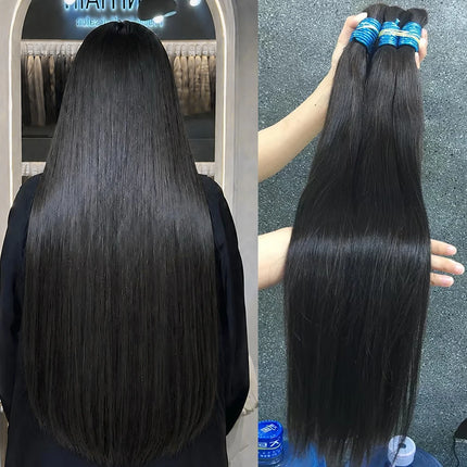 Straight Human Hair Bulk For Braiding Extensiones Cabelo Humano 100% Natural Balck Virgin Weaving Unprocessed No Bulk Human Hair