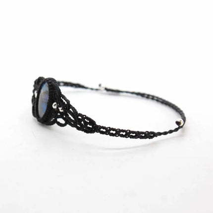 Braided Labradorite Stone Macrame Bracelets For Women Natural Spectrolite Flash Stone Rope Weave Adjustable Bracelet Jewellery