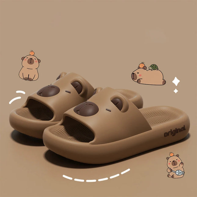 Capybara Cute Cartoon Slippers Sweet Indoor Outdoor Antislip Slides Thick Soft EVA Soles Kawaii Shoes
