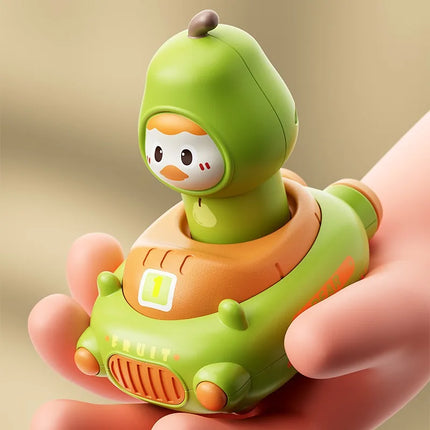 Baby Presses Fruit Cart Toy Cartoon Color Cognitive Inertia Slid Children Car Toy Hand Eye Coordination Parent-child Interaction