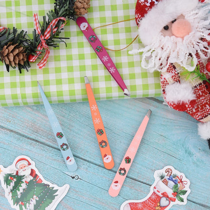 Christmas Multicolor Tweezers High Precision Stainless Steel Eyebrow Tweezers for Facial Hair Eyebrow Grooming Ingrown for Gift