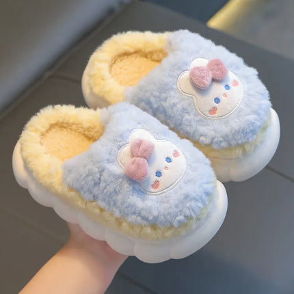 2025 Winter Children's cute  Cotton Home Slippers Frozen Girl's Snow Non Slip Warm Baby Slippers Pink Blue Size 24-41