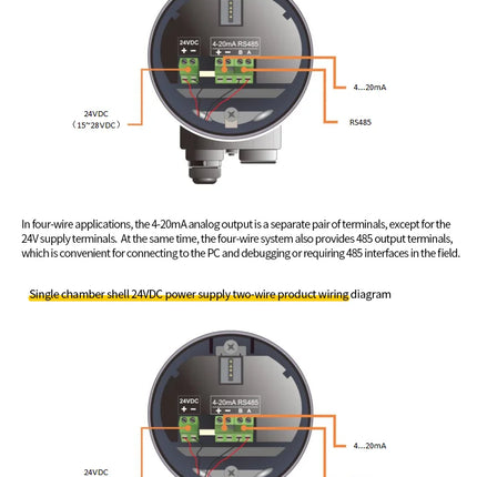 High-Temperature Radar Level Sensor DC24V RS485 4-20mA Hart Radar Level Meter for Water, Liquid, Oil Tank Level Measuring Tool