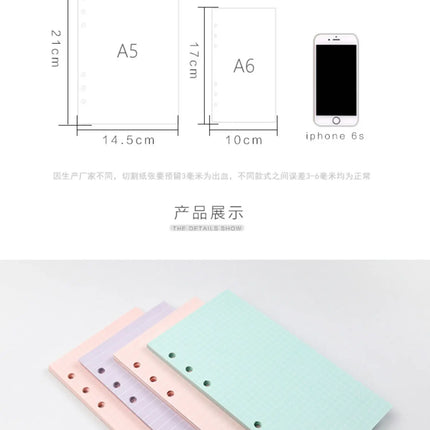 2026 40Sheet Kawaii A5 A6 Loose Leaf Notebook Refill Spiral Binder Index Paper Inner Pages Daily Planner Line Grid Blank Agenda