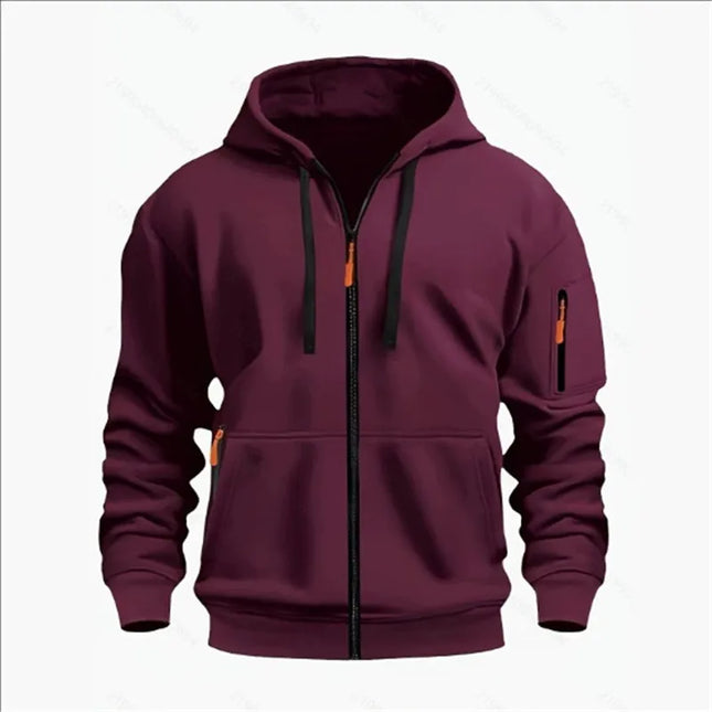 Men's Sweatshirts with Zipper Pockets Thin Solid Color Half Tracksuit Casual Outdoor Hooded Tracksuit Long Sleeves Jacket Coats